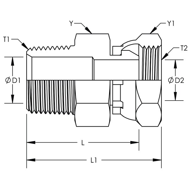 World Wide Fittings Male Pipe To Female Pipe Swivel Straight Stainless 1404X16X16SS - main